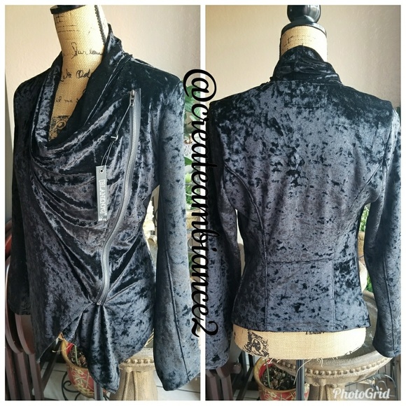 Blank NYC Crushed Velvet Asymmetrical Jacket - Picture 3 of 6